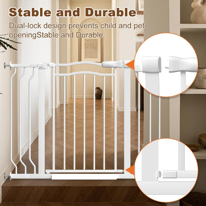 30" Tall Metal Narrow Baby Gate for Doorways No Drill 29.5-33.8" Wide, Auto Close Press Mounted