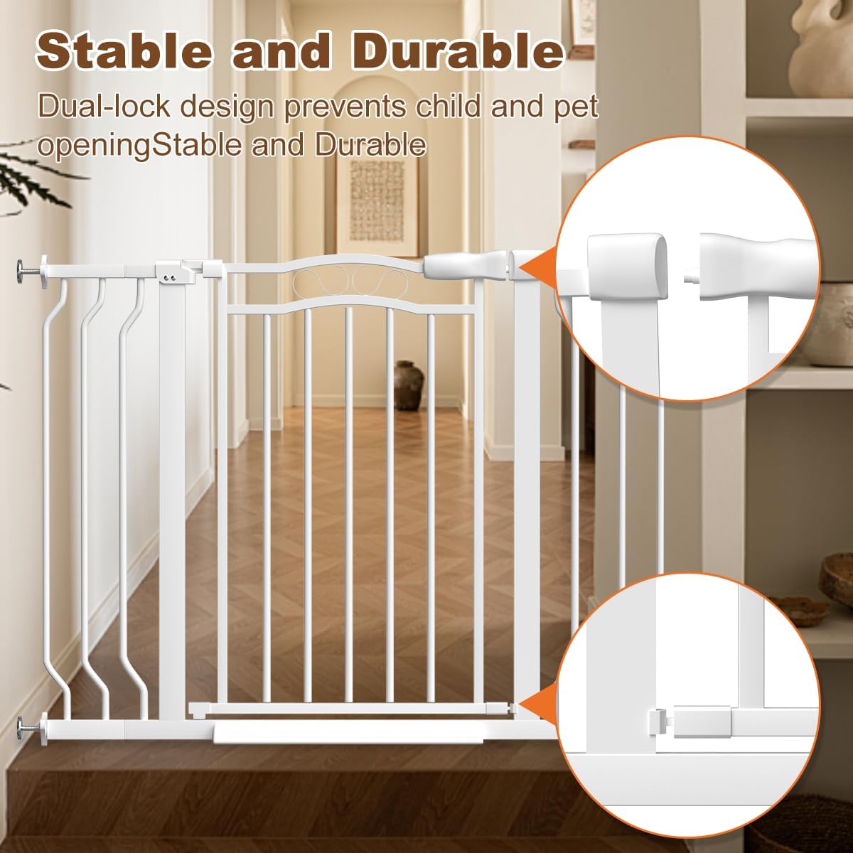 53.1-62.2" Extra Wide Baby Gate for Doorways No Drill, 30" Tall Auto Close Press Mounted Baby Safe