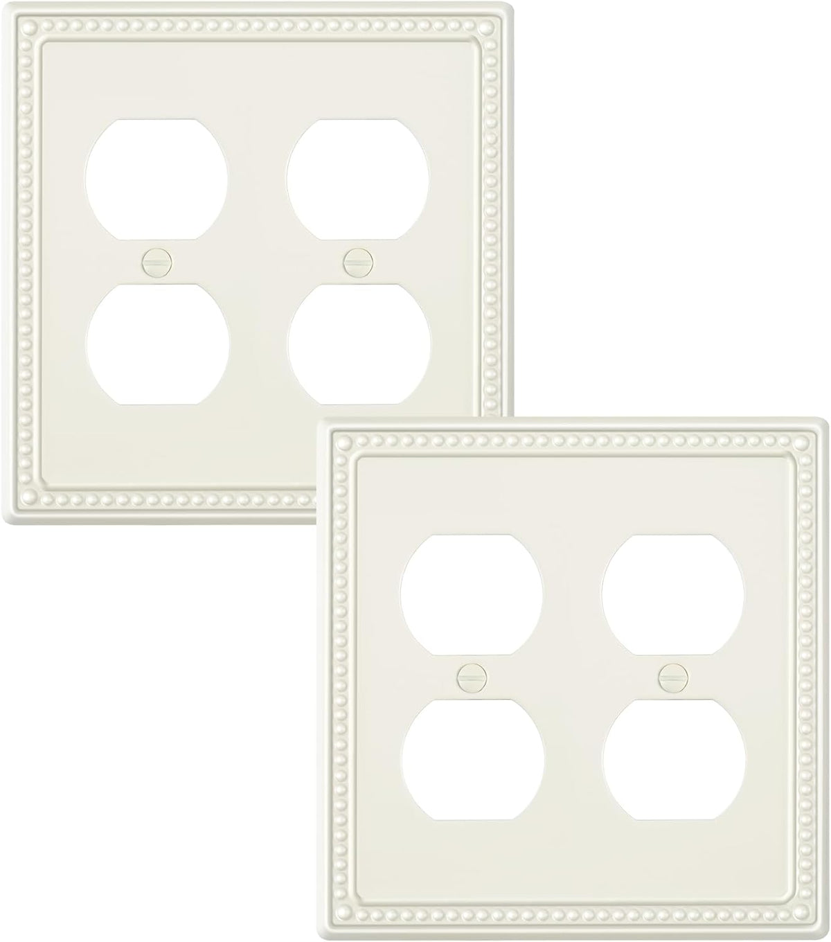 2-Pack Double Duplex Outlet Cover, Metal Switch Plates and Outlet Covers, Light Almond Pearls