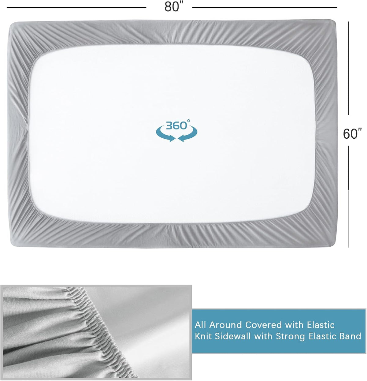 Queen Mattress Protector Waterproof, Noiseless & Soft Coverage Queen Size Mattress Cover Fitted