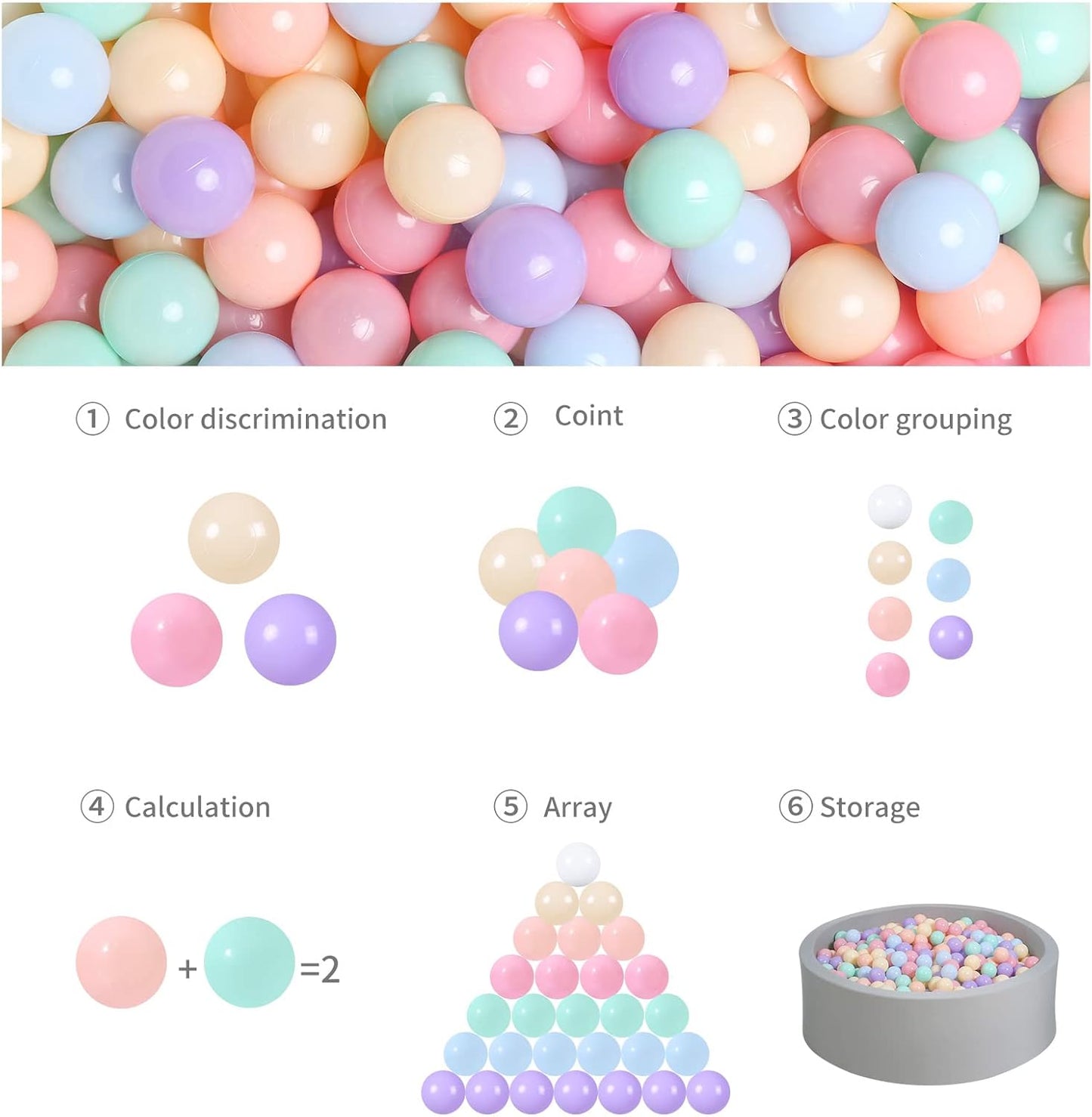 GOGOSO Ball Pits Balls for Toddlers Pack of 50 100 200 Plastics Shape Ball Non-Phthalate Non-BPA