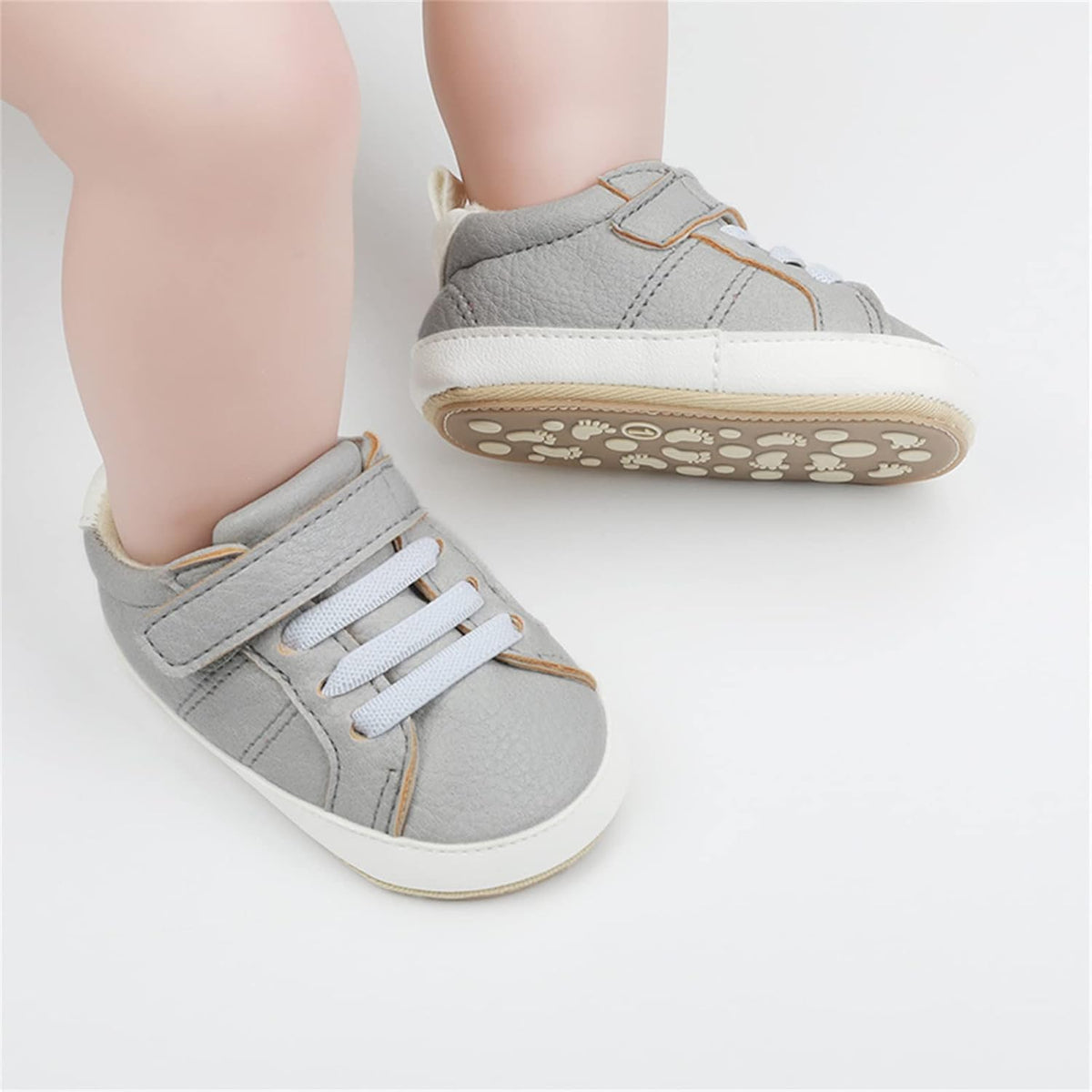 SOFMUO Baby Boys Girls High Top Ankle PU Leather Sneakers Soft Rubber Sole Infant Moccasins Newborn