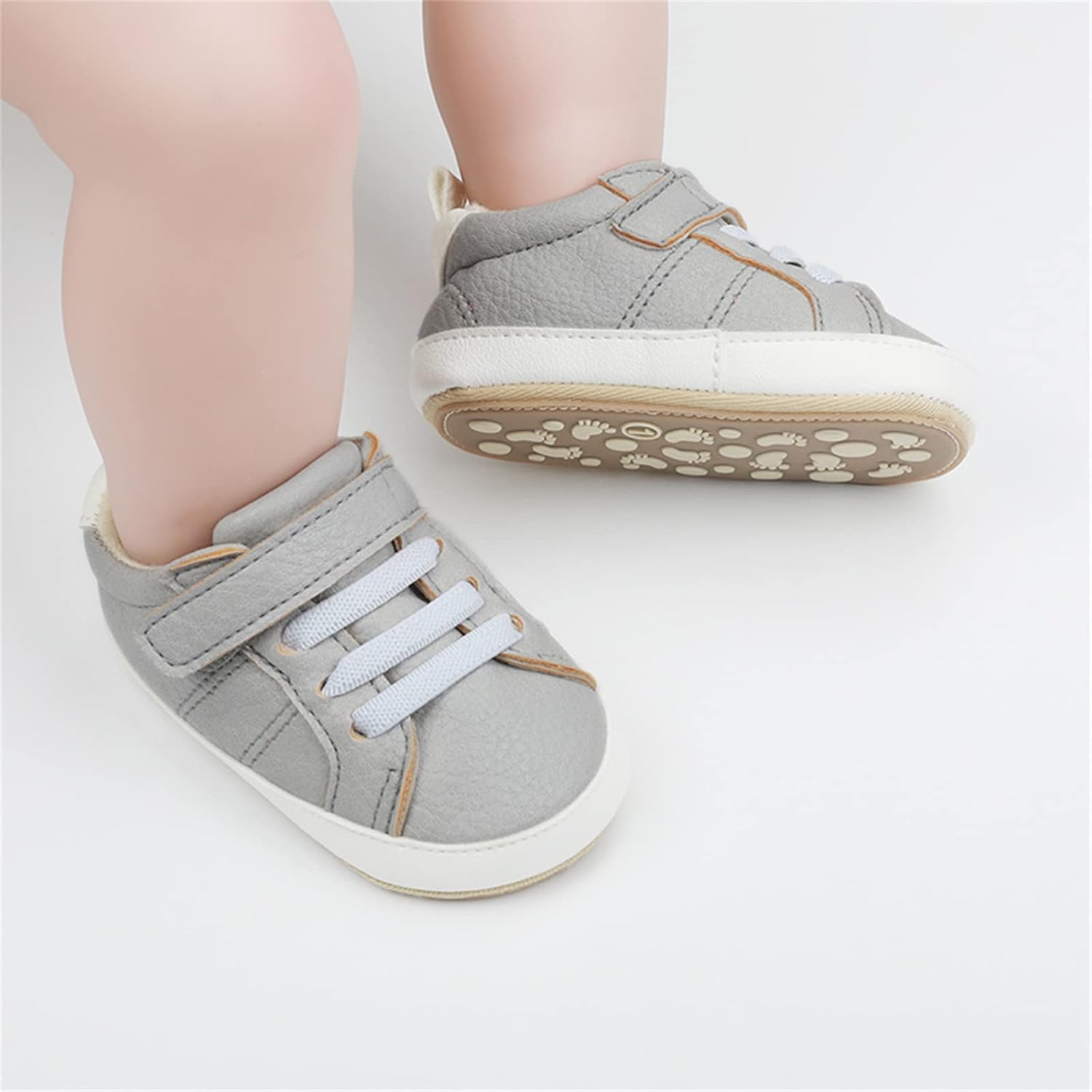 SOFMUO Baby Boys Girls High Top Ankle PU Leather Sneakers Soft Rubber Sole Infant Moccasins Newborn