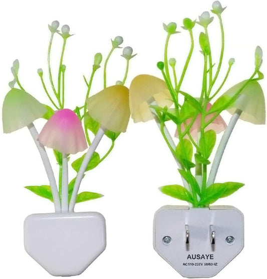 AUSAYE 2 Pack LED Sensor Night Light Plug-in NightLight Color Changing Lamp Mushroom Decor, Mini