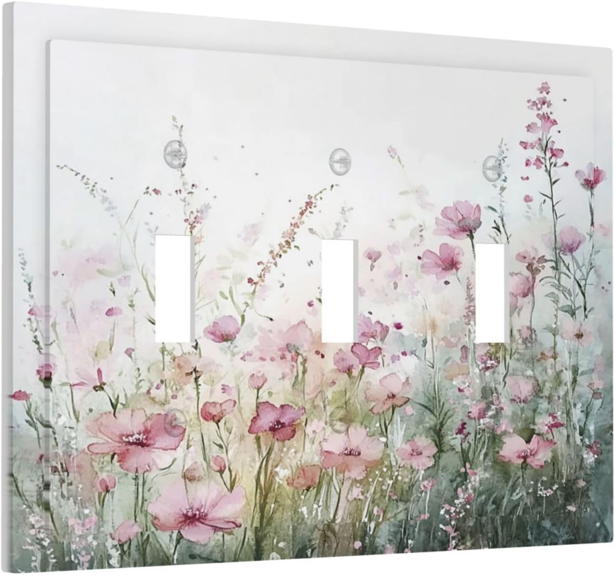 Decorative Switch Plates Wildflower Botanical Watercolor Floral 3 Gang Wall Plate Triple Toggle