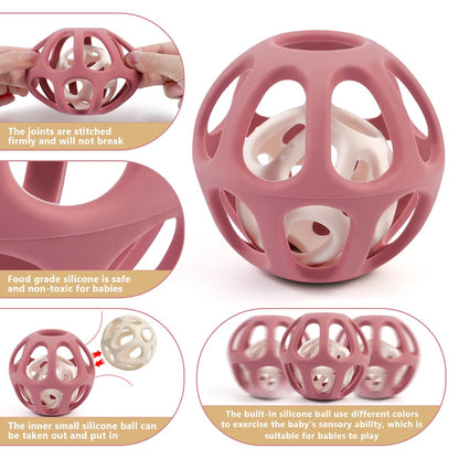 MCGMITT Sensory Balls for Baby, Food Grade Stretchy Silicone Infant Ball, Easy Grasp Ball for