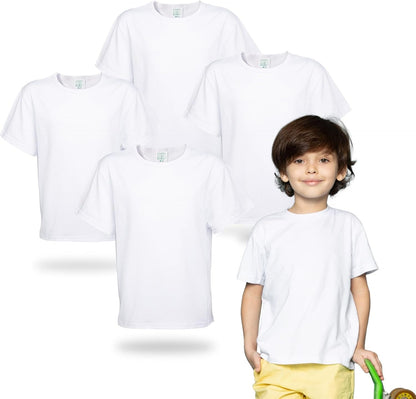 4 Pack Toddler Blank Sublimation T-Shirt,Modal Crew Neck Short Sleeve, T-Shirt for Kids Baby