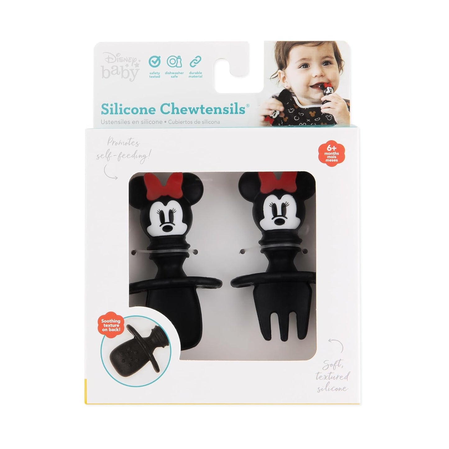 Bumkins Disney Baby Utensils Set, Chewtensils Silicone Spoons for Dipping, Self-Feeding, Baby Led
