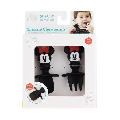 Bumkins Disney Baby Utensils Set, Chewtensils Silicone Spoons for Dipping, Self-Feeding, Baby Led