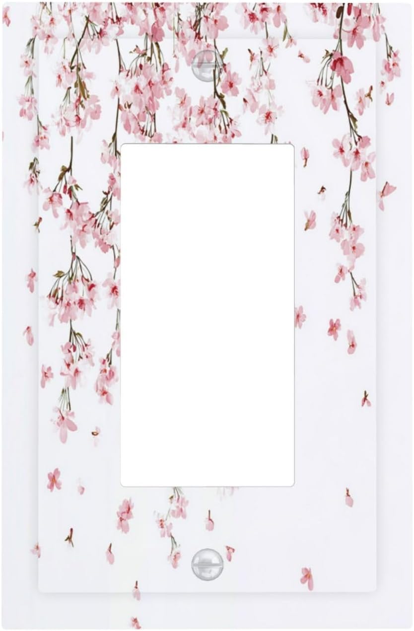 Decorative Outlet Covers Sakura Plant Floral Pink Flowers 1 Gang Single Rocker Light Switch Cover