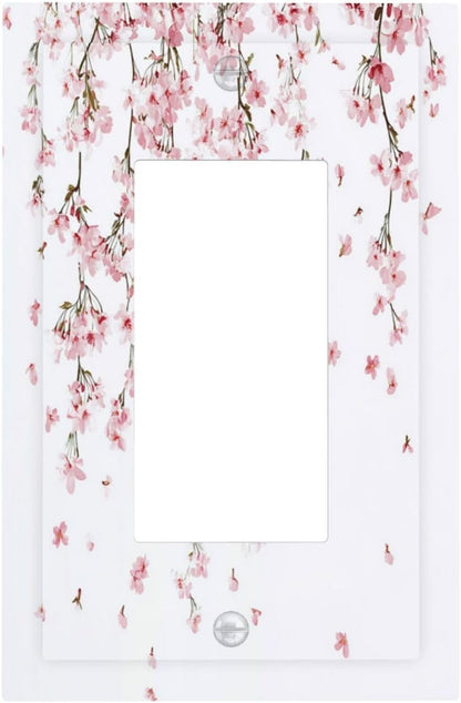 Decorative Outlet Covers Sakura Plant Floral Pink Flowers 1 Gang Single Rocker Light Switch Cover