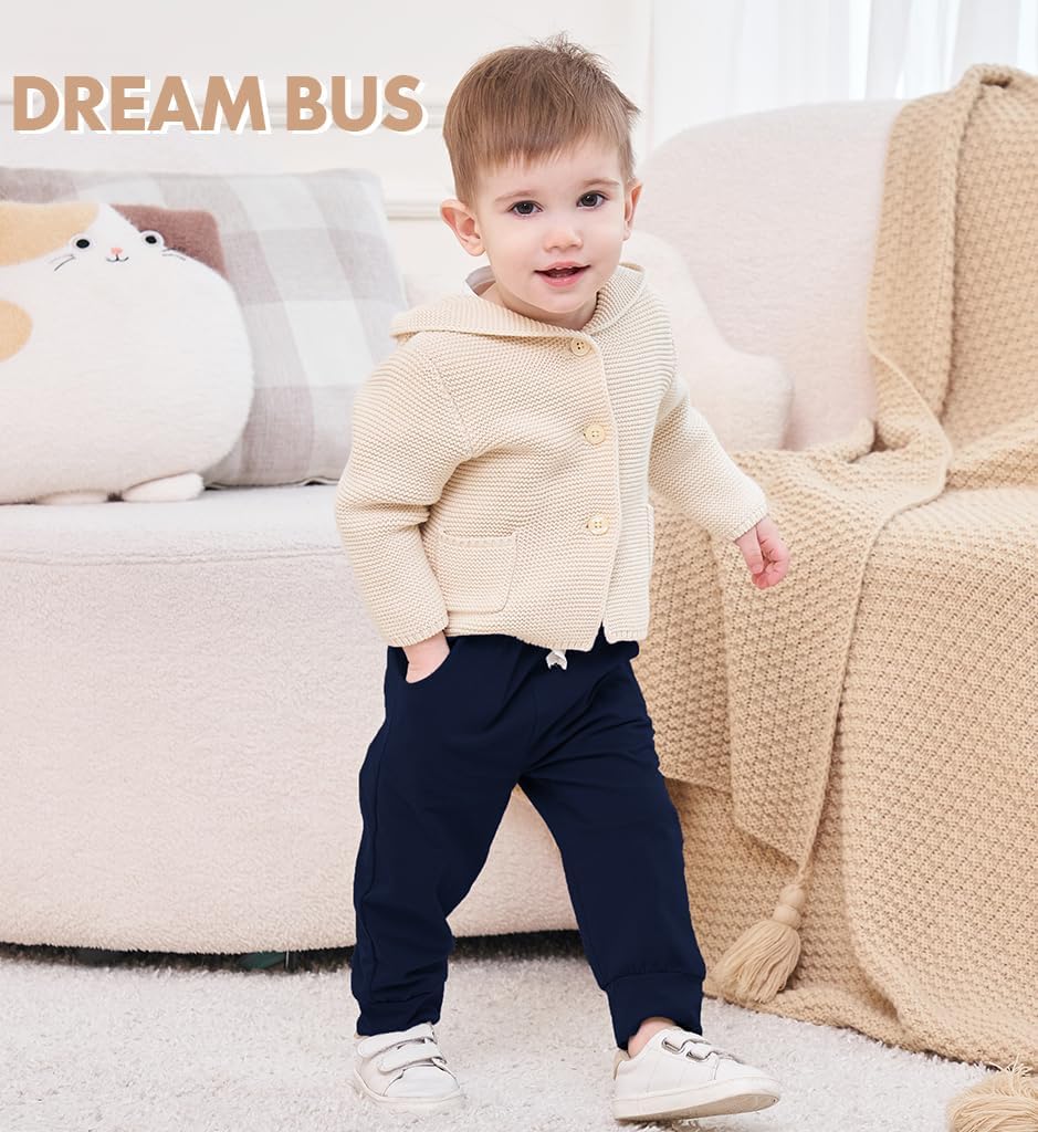 DREAM BUS Pack of 3 Toddler Jogger Pants with Pocket Toddler Boy Sweatpants Baby Boy Pants Infant