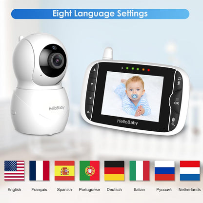 HelloBaby Monitor with Camera and Audio, IPS Screen LCD Display Video Baby Monitor No WiFi Infrared