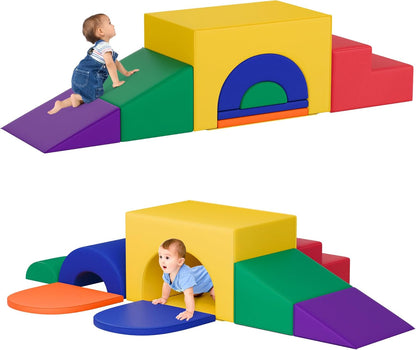 Soft Foam Climbing Blocks Set – Large 5-in-1 Soft Play Toys Crawling & Sliding Climbing Arch for
