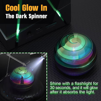 Luminous Kinetic Spinning Desk Toys, Metal Full Body Optical Illusion Fidget Spinner Ball, Glow in