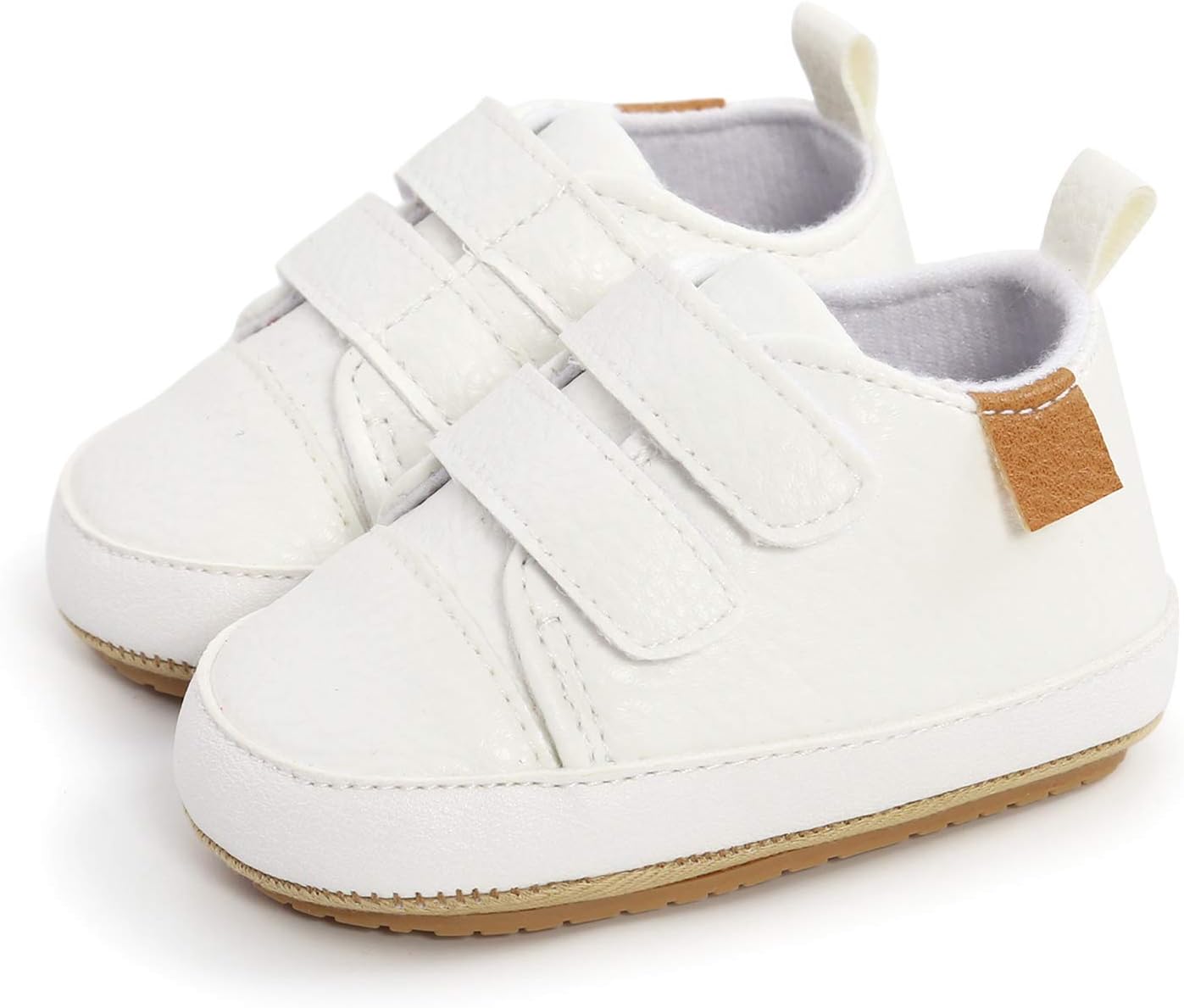 SOFMUO Baby Boys Girls High Top Ankle PU Leather Sneakers Soft Rubber Sole Infant Moccasins Newborn