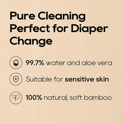 ECO BOOM bamboo Baby Wipes | natural | 100% Plant-Based & fragrance free | Unscented & safe for