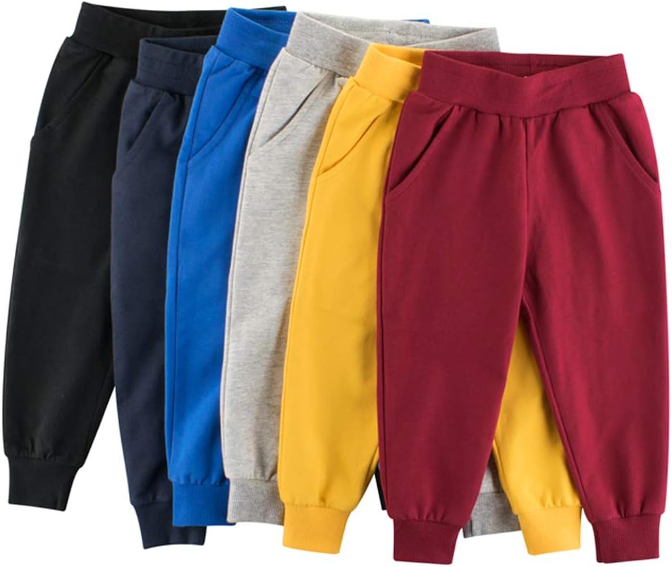 HUAER& Baby Boy's Jogger Pants Dinosaur Car Drawstring Elastic Sweatpants
