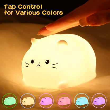 Tremdwoto Cat Night Light for Kids,Cute Colorful Night Light Baby Girl Squishy Night Light Lamp 3