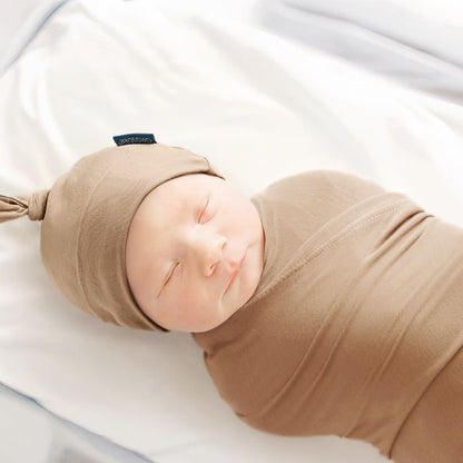 GRSSDER Newborn Swaddle Blanket, Ultra Soft Jersey Receiving Blanket with Matching Headband and