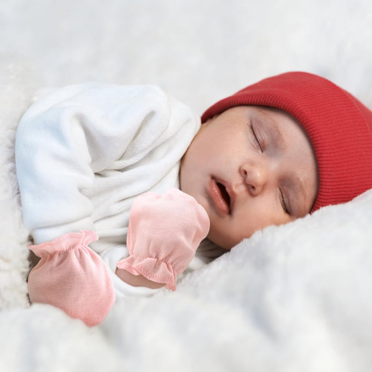 Newborn Baby Mittens No Scratch Cotton Elastic Wrist Gloves Infant Toddler Mittens for Baby Boy