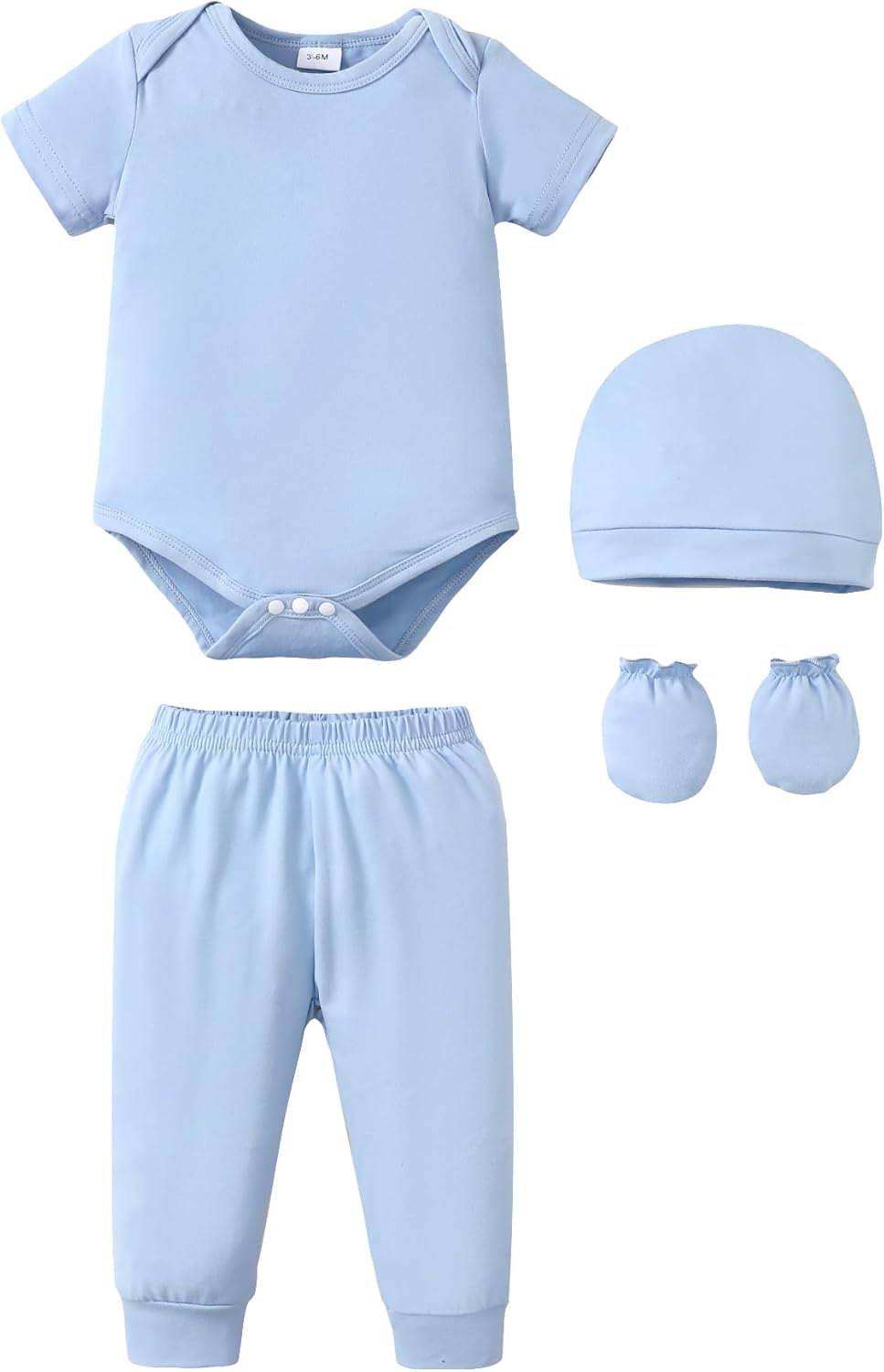 NZRVAWS Newborn Baby Boy Girl Clothes Unisex Infant Romper Pants Set Hat 4-Pack Outfits 0-12 Months