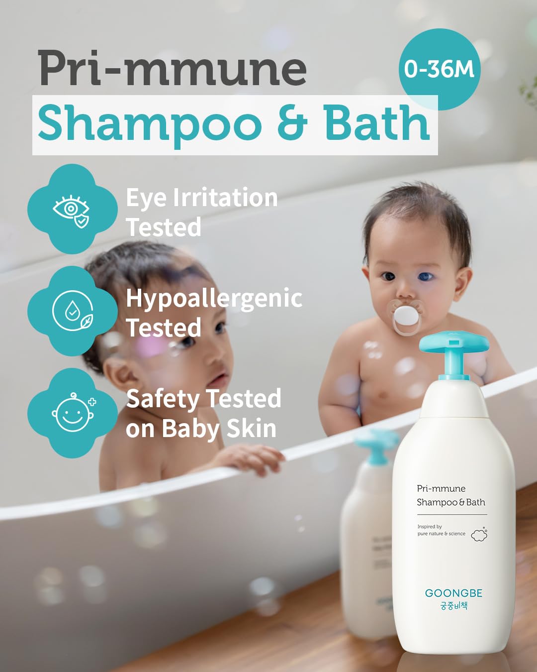 Pri-mmune Shampoo & Bath - Korean Baby Wash - Hypoallergenic Head to Toe Cleanser - Paraben-Free