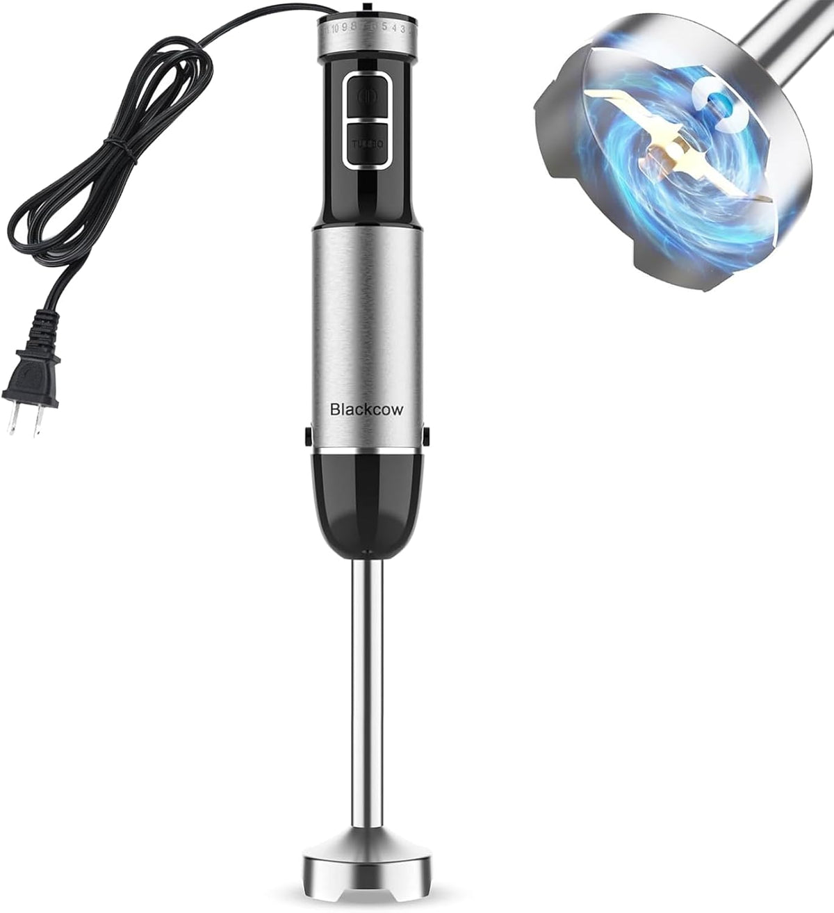 Immersion Blender Handheld, 800W Powerful Electric Hand Blender with Titanium Alloy Blades, 12