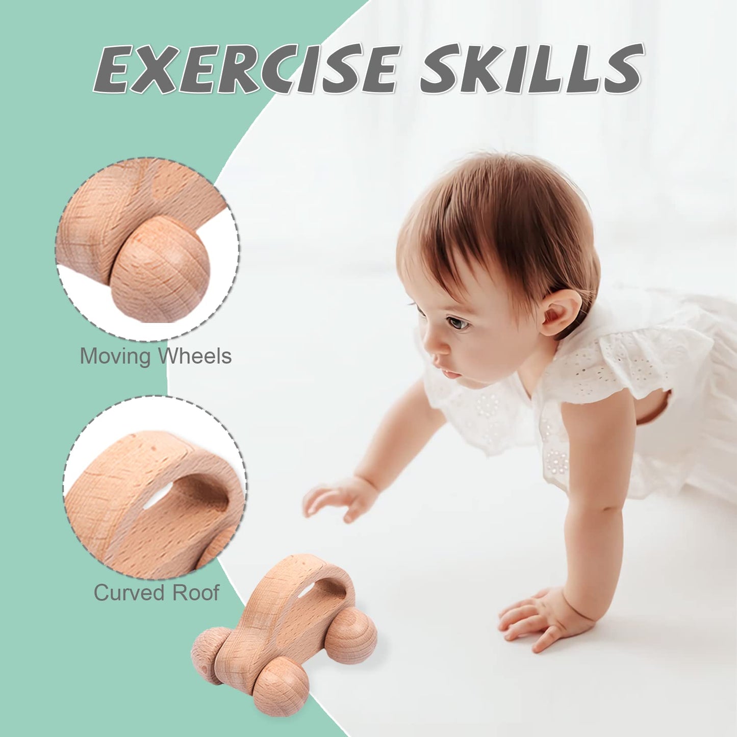 6 Pieces Toy Set- Wooden Baby Toys for Babies 0-6 Months,Wooden Toys for Babies Rattles with