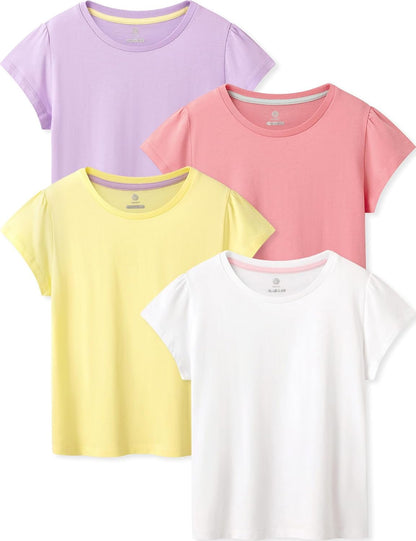 LAPASA Kids T-Shirts Short Sleeve (4 Pack) 100% Cotton Plain Top Tees Boy & Girl Unisex Toddler