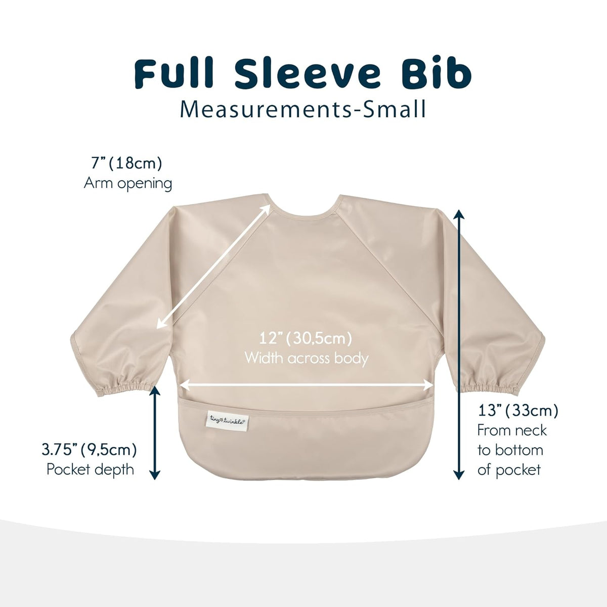 Tiny Twinkle Mess Proof Baby Bibs, 2pk Waterproof Smock Baby Bibs for Eating, Machine Washable Long