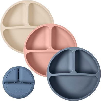 WeeSprout Silicone Plates for Babies & Toddlers (3 Pack) 100% Food-Grade Dishes for Self Feeding