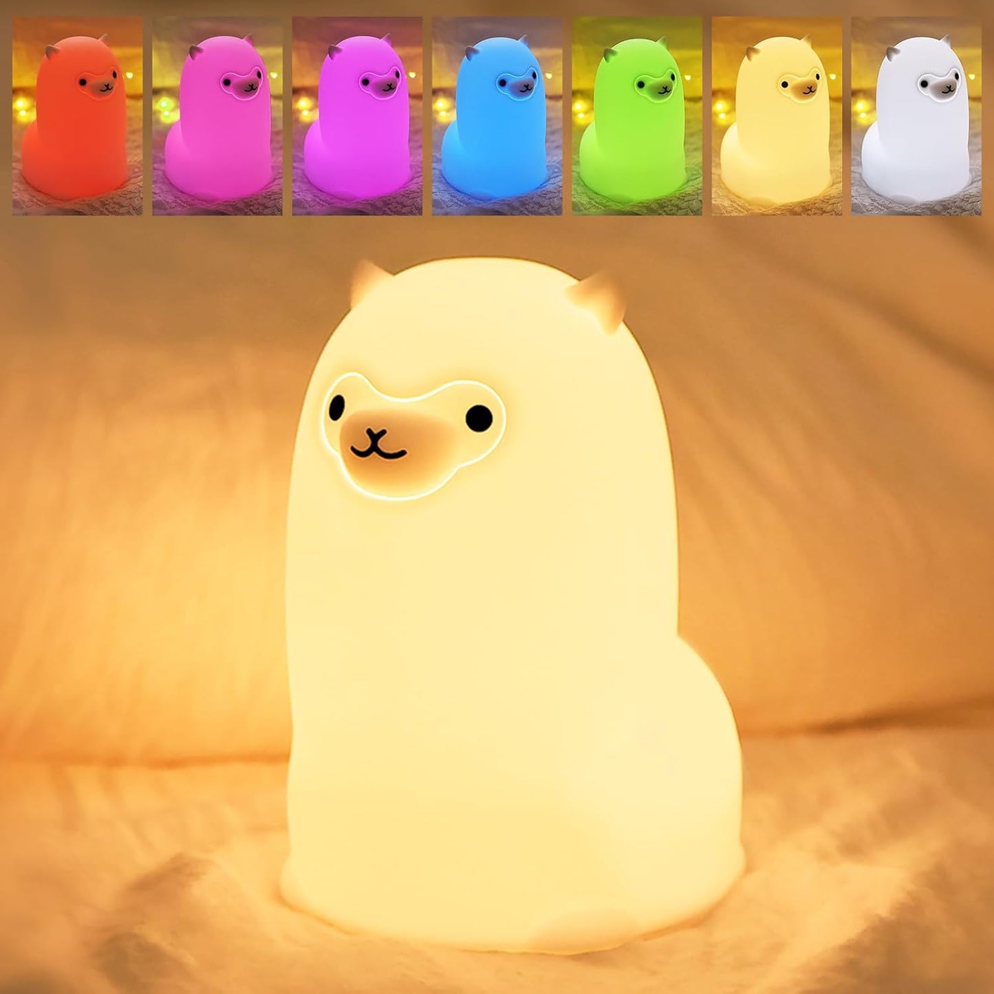 Tremdwoto Alpaca Night Light for Kids，7 Color Baby Nightlight with Touch Control & 1H Timer