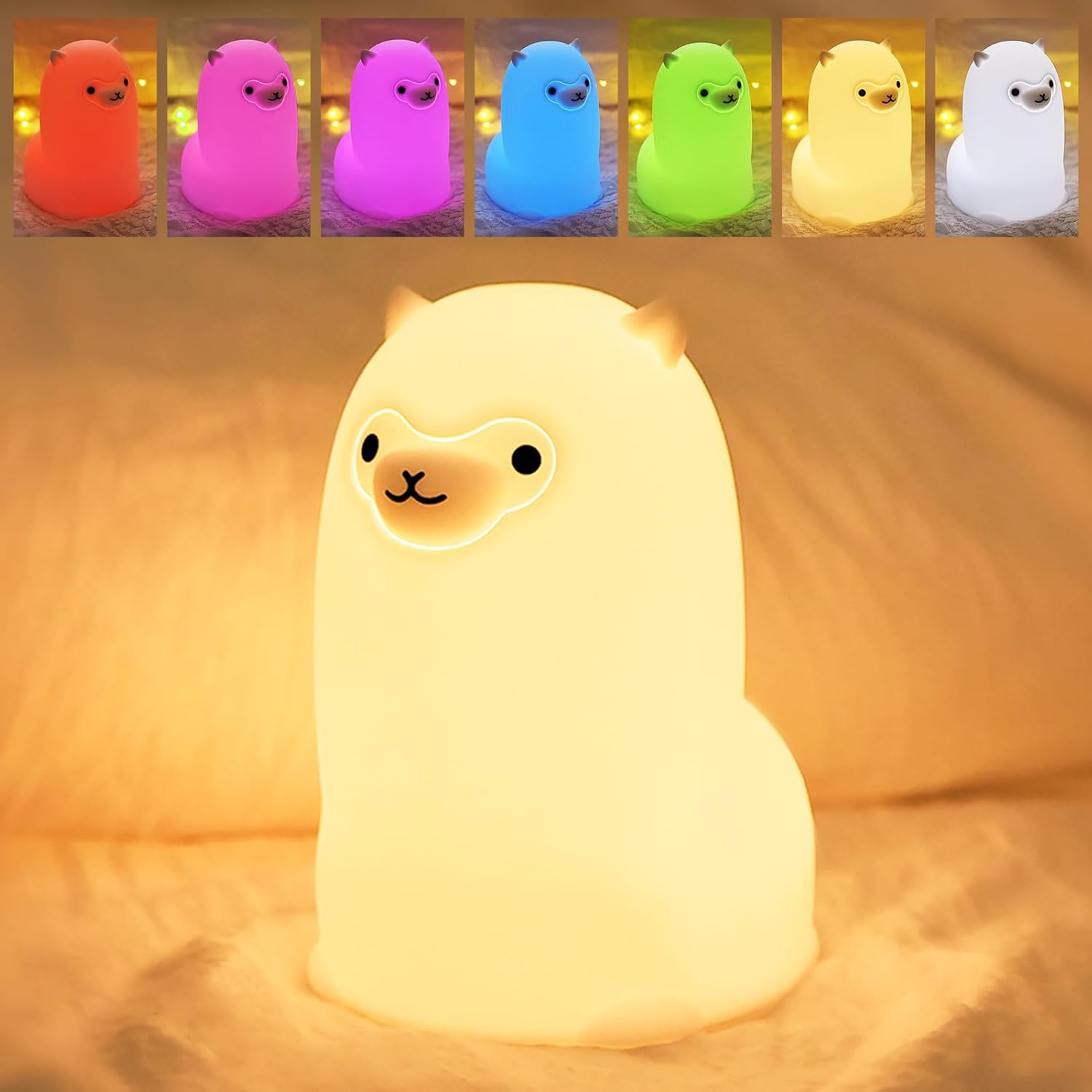 Tremdwoto Alpaca Night Light for Kids，7 Color Baby Nightlight with Touch Control & 1H Timer
