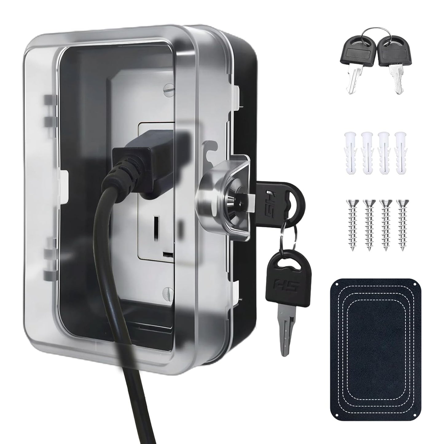 Child Proof Outlet Lock Box with 2 Durable Keys - Heavy Duty Safety Cover for Baby Proofing