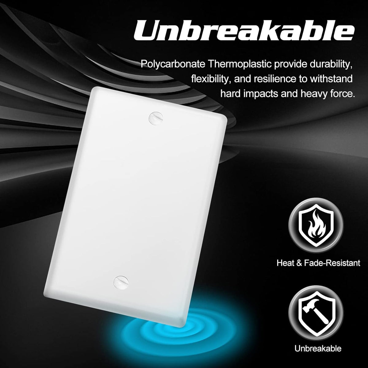 Decorator Wall Plate Blank Switch Plate Outlet Cover,Unbreakable Polycarbonate Thermoplastic, White