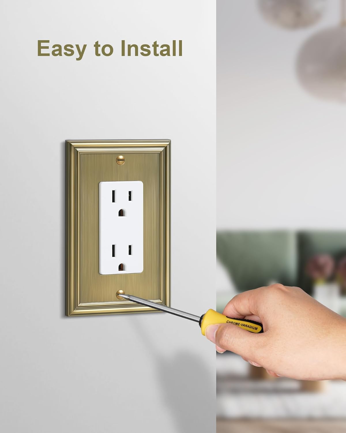 2-Pack Decorator Outlet Cover Plate, Antique Brass Decorative Switch Plates and Outlet Covers