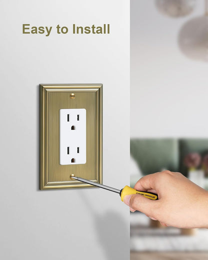 2-Pack Decorator Outlet Cover Plate, Antique Brass Decorative Switch Plates and Outlet Covers