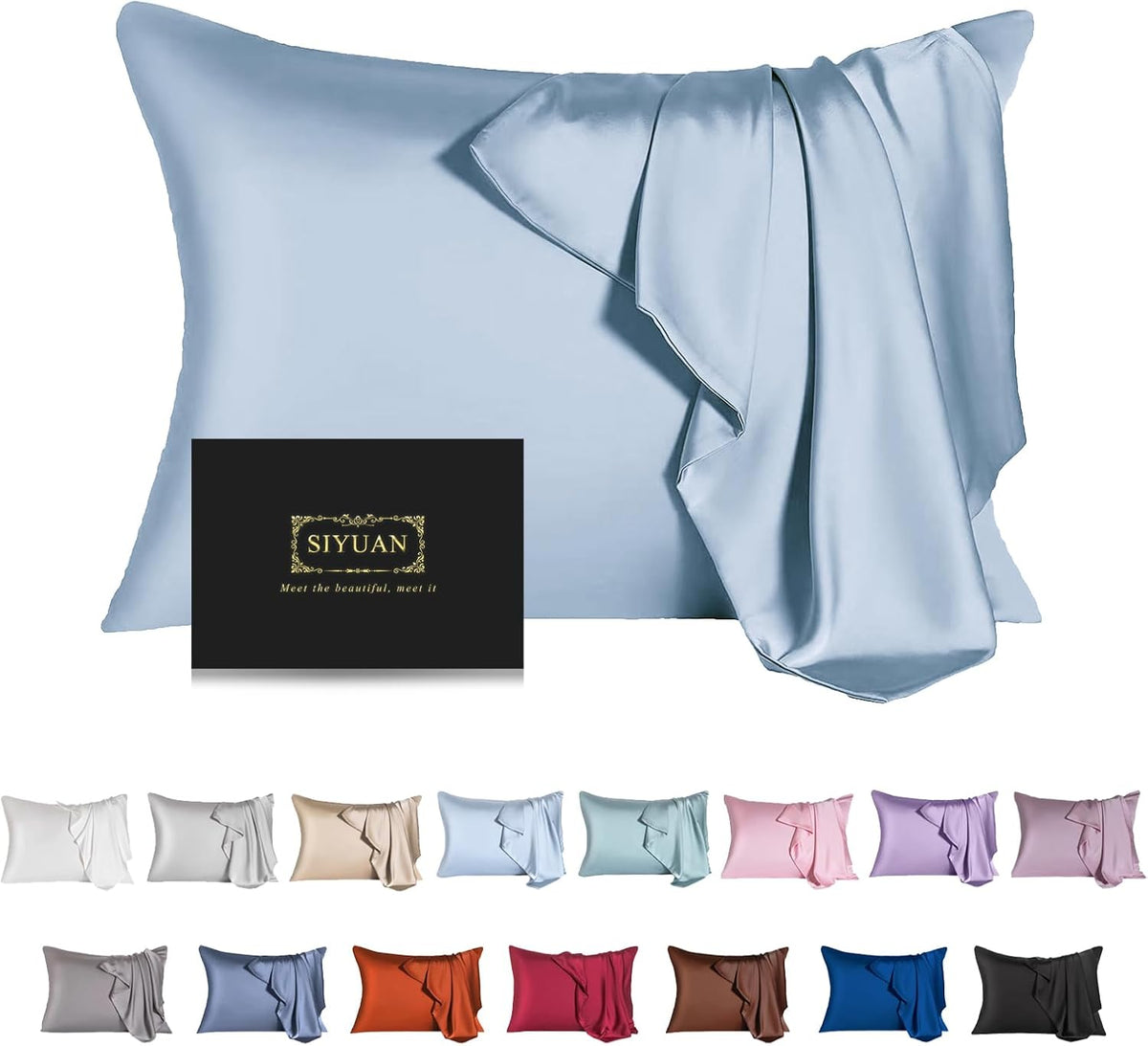 Mulberry Silk Pillowcase for Hair and Skin,Cooling Silk Pillow Case with Hidden Zipper,Allergen