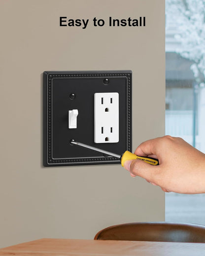 2-Pack Combo Toggle/Decorator Light Switch Cover Plate, Pearls Decorative Electrical Outlet Covers