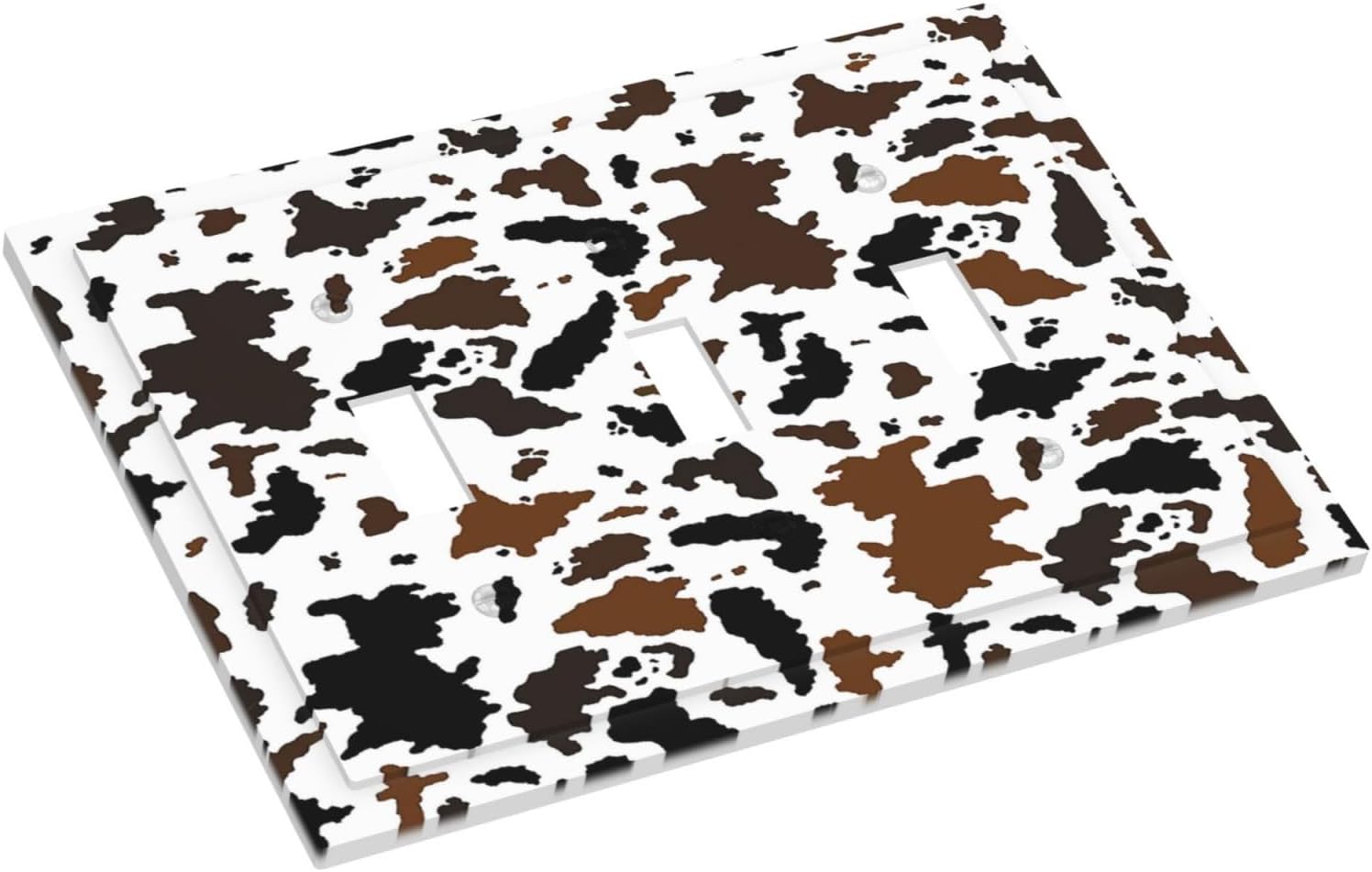 Decorative Switch Plates Rustic Cowhide Highland Cow Milk Cow 3 Gang Wall Plate Triple Toggle Light