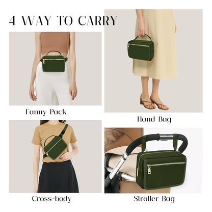 printe Small Diaper Bag with Portable Changing Pad, Crossbody Diaper Pack with Wipes Pocket, Women