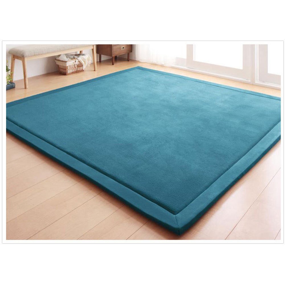 Loartee Coral Velvet Crawling Rug (5.0'x 6'8", Blue) for Toddler Children Play Area Rug Yoga Mat