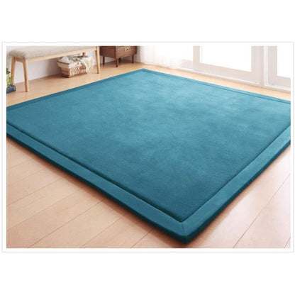 Loartee Coral Velvet Crawling Rug (5.0'x 6'8", Blue) for Toddler Children Play Area Rug Yoga Mat