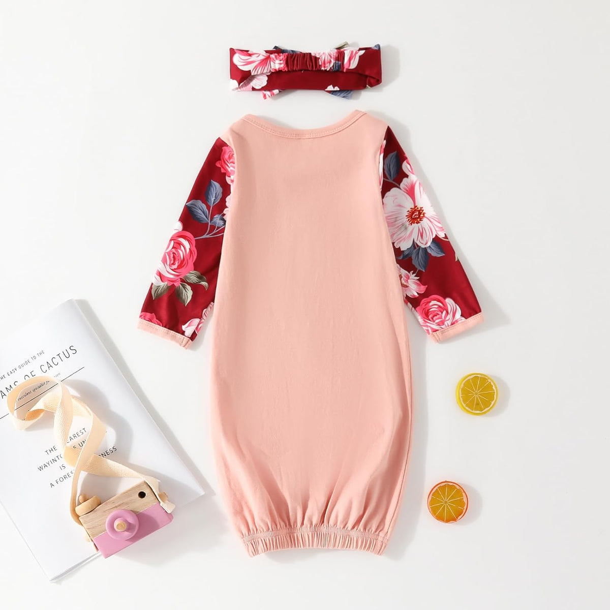 AMAWMW Newborn Baby Girl Little Sister Sleeper Gown Stripe Long Sleeve Nightgown Pajamas Gifts