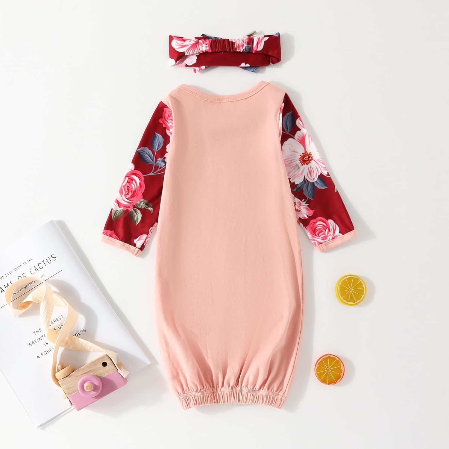 AMAWMW Newborn Baby Girl Little Sister Sleeper Gown Stripe Long Sleeve Nightgown Pajamas Gifts