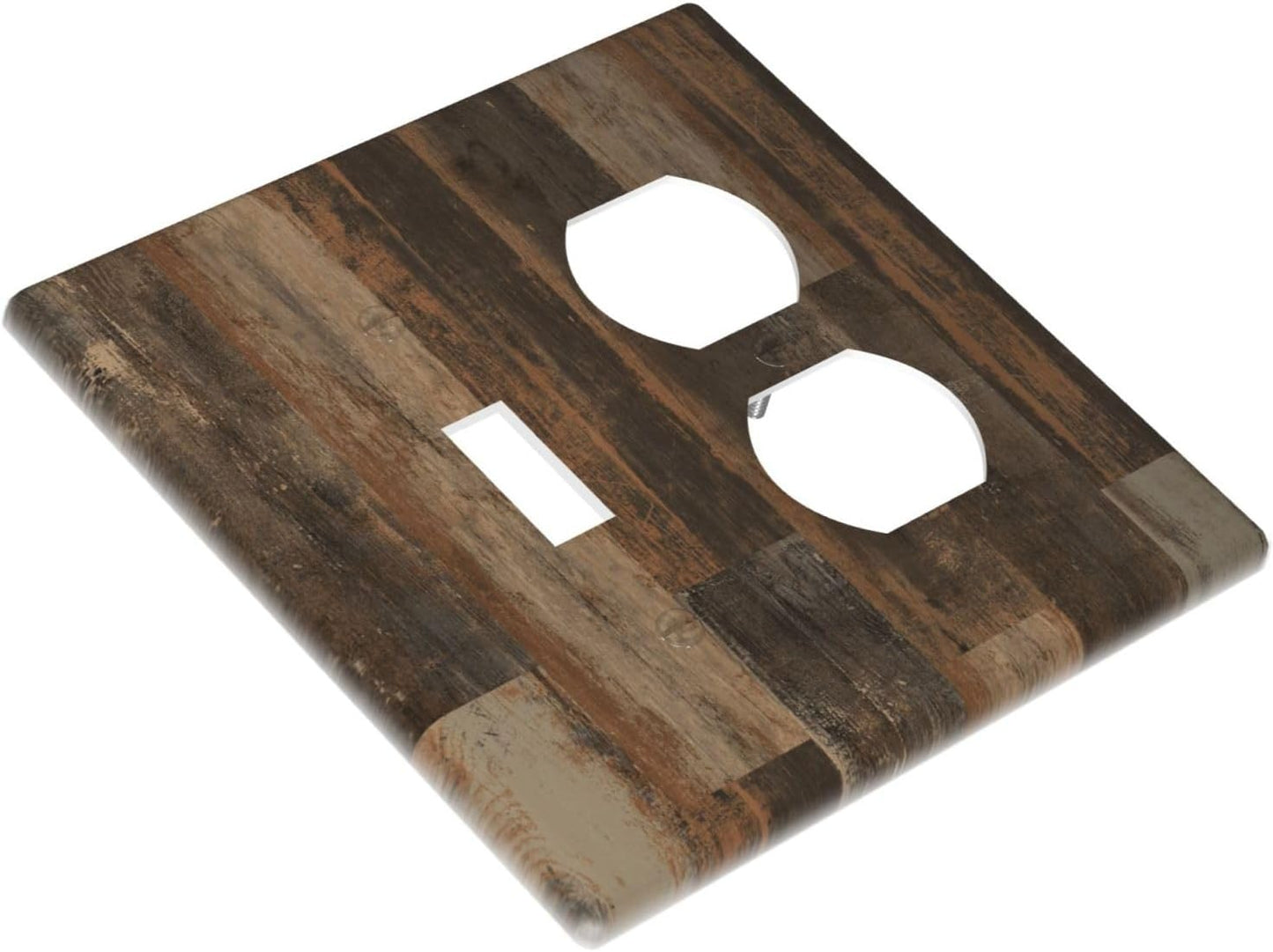 Rustic Brown Wood Grain Dark Oak Wallplates 1 Toggle 1 Duplex Switch Plate Electrical GFCI