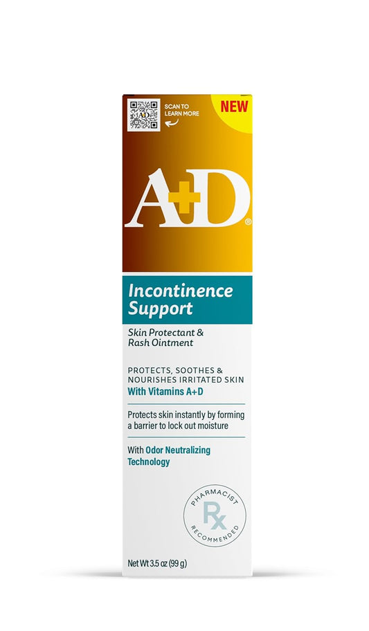 A+D Incontinence Support Skin Protectant & Rash Ointment – Treats & Prevents Incontinence Rash