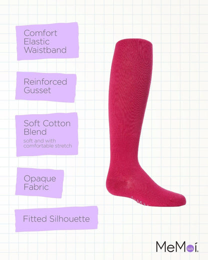MeMoi Soft Pima Cotton Tights for Girls, Soft and Lightweight Opaque Tights for girls - Sizes 8 to