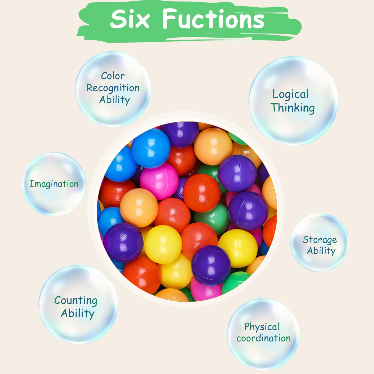 Hovenlay Ball Pit Balls Phthalate Free BPA Free Crush Proof Plastic - 7 Bright Colors in Reusable